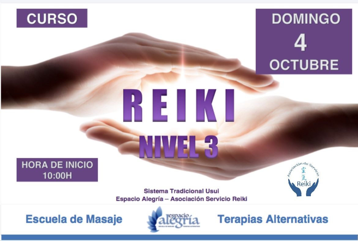Curso de Tercer Nivel de Reiki el 4 de Octubre